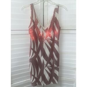 B. DARLIN 90s Y2K Red White Mini Sequin Pencil Cocktail Dress Dress Size 5/6